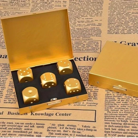 Gold Dice Set with Case - Picture 2 of 6